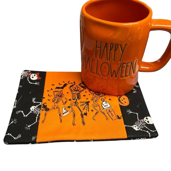 Hand Crafted Mug Rug Coaster Embroidered Cotton Fabric Padded Absorbs Liquid - Picture 9 of 9